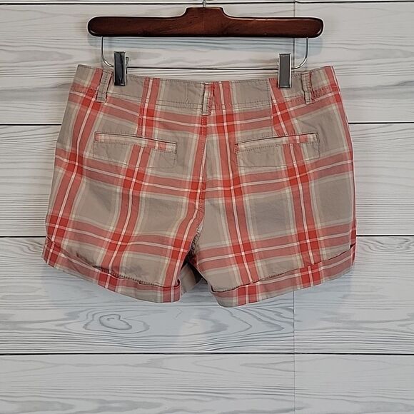 Old Navy plaid khakis 3 1/2 shorts - orange & tan Women's Size 4 - Picture 4 of 10
